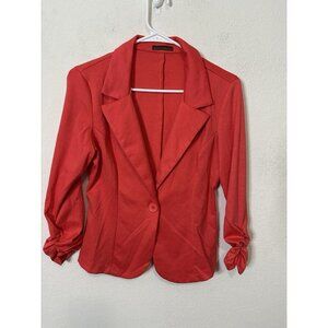 Auline Collection Red Scrunch Sleeve Women’s Blazer Size Large